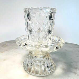 Vtg Partylite Quilted Crystal Votive Holder Base/Ruffle Votive Holder/90's Gift
